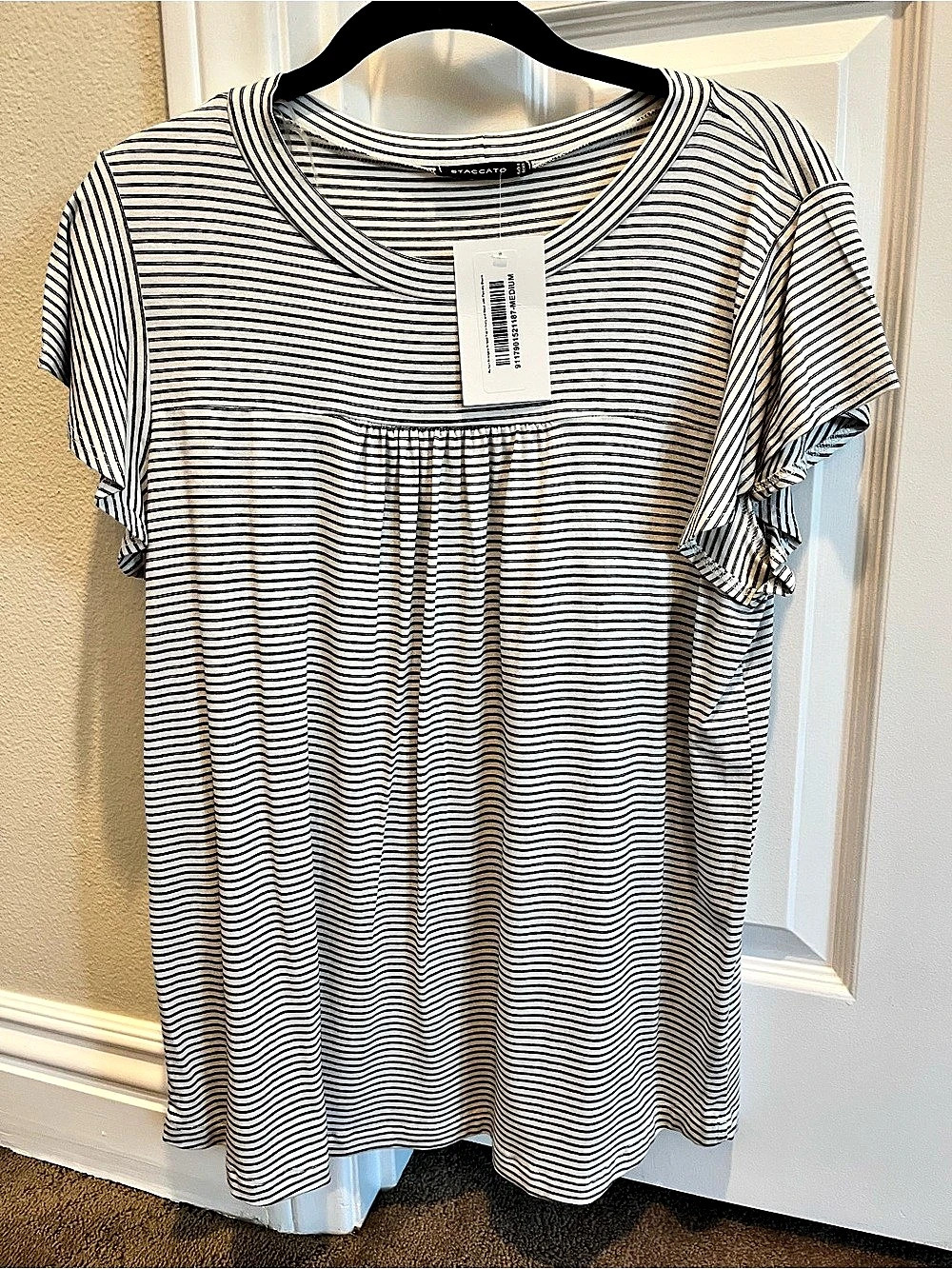 STACCATO Perfect Strangers Striped Top White & Black Medium
